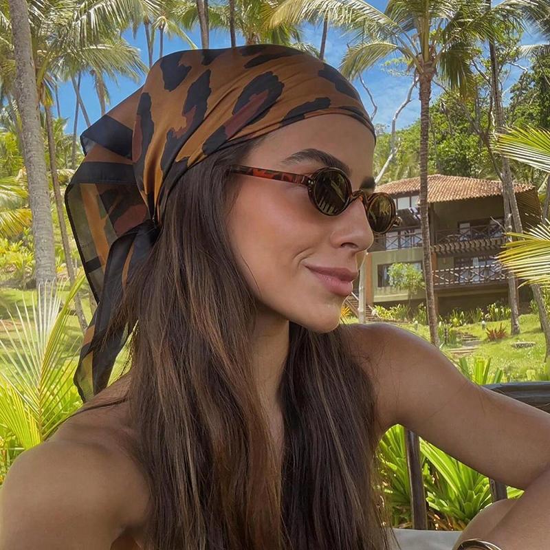 Head Scarf Women Luxury Brand Square Silk Foulard Satin Bandana Summer Soft Neckerchief Hijab Hair Scarves For Ladies