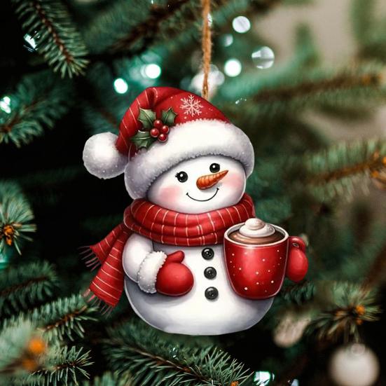 Подвеска в виде оленя Санта-Клауса, праздничная рождественская елка, подвесное украшение, акриловое украшение в виде мультяшного Санты