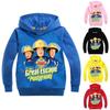 2-16Years Anime Fireman Sam Clothes Boy Hoodie Children Cartoon Firefighter Outwear Kids Long Sleeve Coats Causal Hoodies Jumper