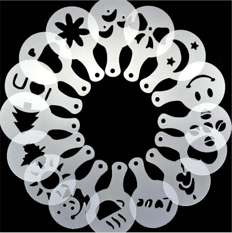 Mold Coffee Milk Cake Cupcake Stencil Template Coffee Barista Cappuccino Template Strew Pad Duster ADM