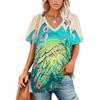 Fashion Women's Top Flowers Print T-shirt Short Sleeve Casual V-neck Tee 5xl Summer Female Holiday Oversized Women Pullover