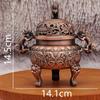 Antique Brass Animal Head Incense Burner: Three-Legged Aromatherapy Ornament for Indoor Buddhist Hall or Tea Ceremony
