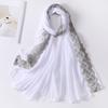 Muslim Women Chiffon Scarves with Lace Side Embroidered Chiffon Hijabs Lace Plain Hijab Patches Decoration