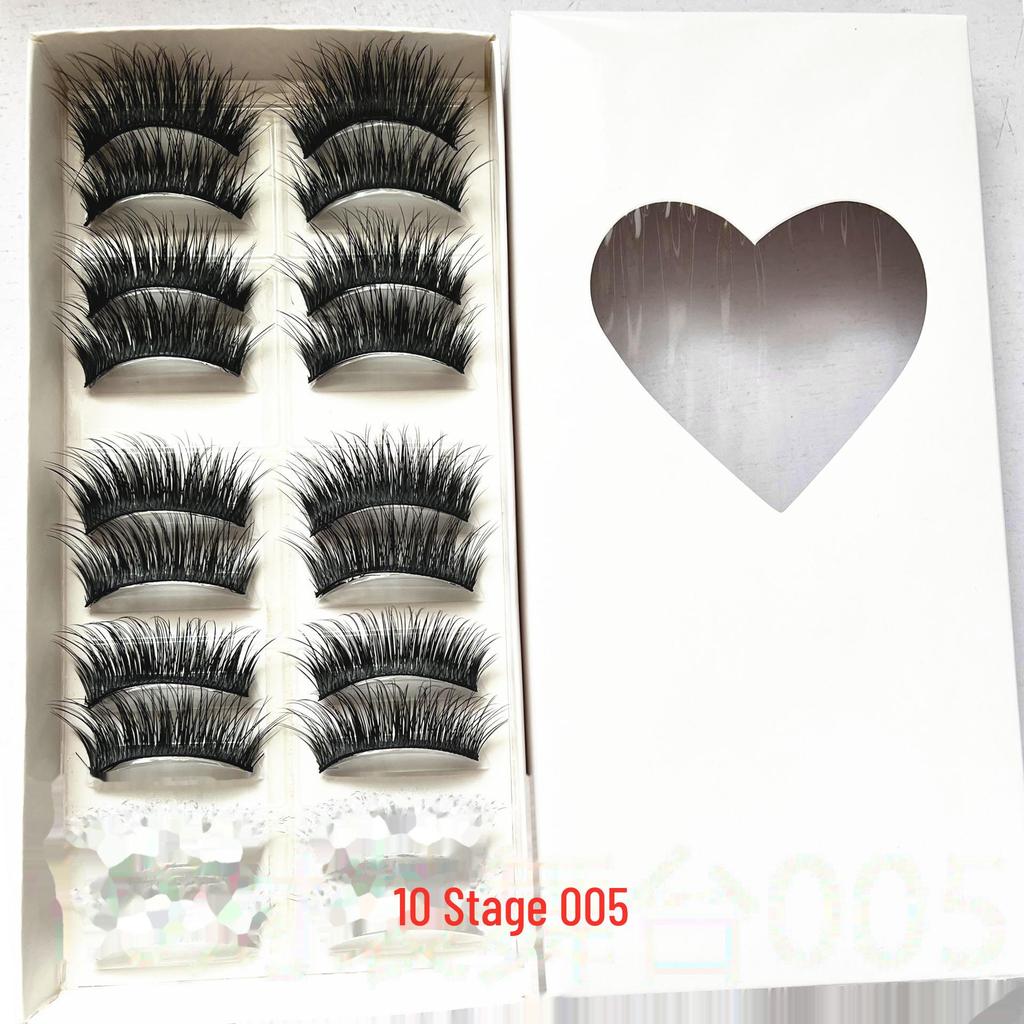 Smokey Makeup Cross Thick False Eyelashes - 5 Pairs, Black, Blue, Purple, Brown, Stage Series