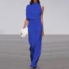 Women's Fashion Short Sleeve Off Shoulder Solid Color Wide Leg Jumpsuits