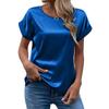 Casual Solid Satin Women Blouse Fashion 2023 Summer Elegant Short Sleeve Woman Shrit Loose Office Lady Tops Women Clothing 25084