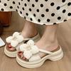 Platform Rhinestone Flower Slippers Women's Outward Wear Summer New Round Toe Open Toe Soft Sole Non-slip Flip-flops