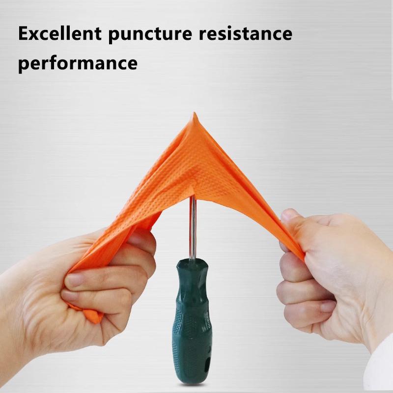 10/30 шт одноразовые перчатки с ромбовидной текстурой для механической безопасности и рабочих перчаток, прочные оранжевые нитриловые перчатки