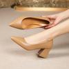 2025 новые туфли с острым толстым каблуком и неглубоким носком, корейская версия, модная обувь на высоком каблуке, импортная женская обувь большого размера