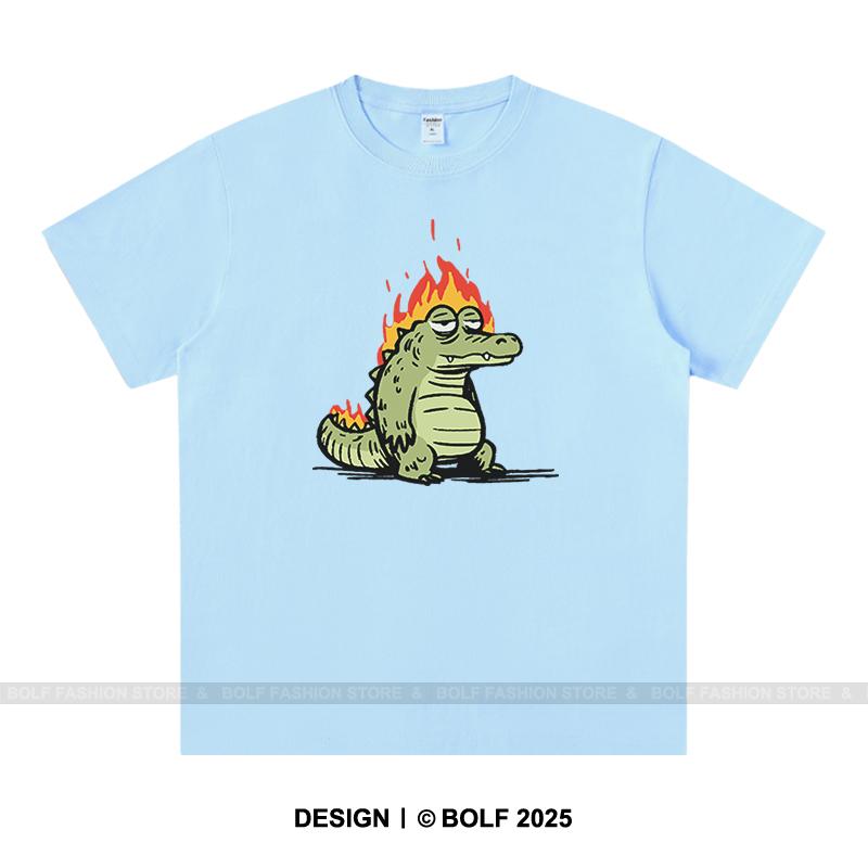 Cute Cartoon Alligator Printed Unisexs Tshirt 100 Cotton Oversized Funny Animal Graphic Tees For Unisex Summer Casual Tops