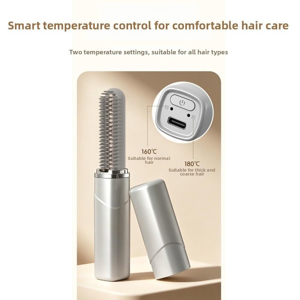 Cordless Mini Straight Hair Brush Fast Heating Hair Styling Iron Bangs Curling Iron Blowout