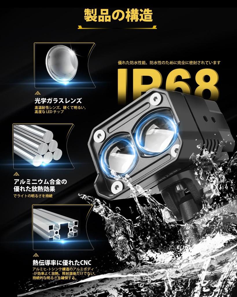 Motorcycle Dimmable Brightness LED Work Light 6 Mode Switching White 60W 26000LM LED Auxiliary Light Work Light Deck Light High Brightness Waterproof