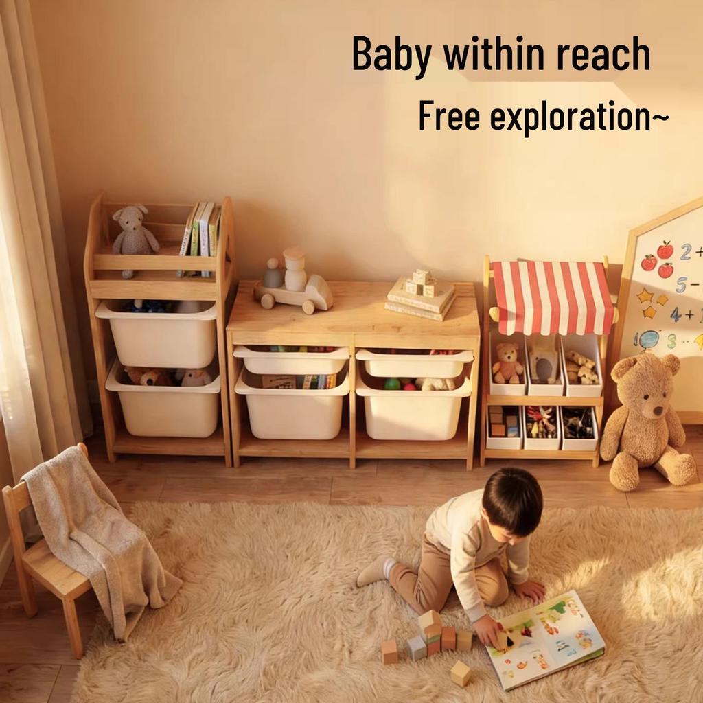 Детская полка-стеллаж и полка для книжек-картинок из массива бука для детского сада