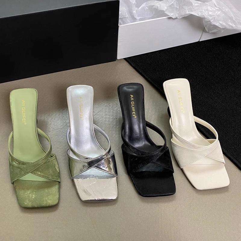 Fashion 2024 Designer Elegant Shoes Women Sandals Wedge Heel Medium Slippers Women Open Toe Luxury Fashion Party Women Shoes