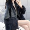 Women's  Faux Fur Coats Winter Faux Fox Fur Coat Thickened PU Leather Jacket
