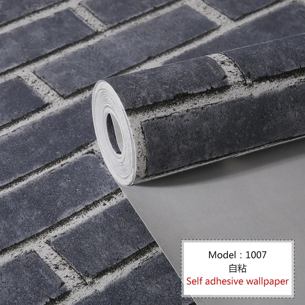 Self Adhesive Wallpaper Cafe Clothing Store Restaurant Brick Pattern Wallpaper 3D Retro Brick Culture Stone Pattern Wallpapers