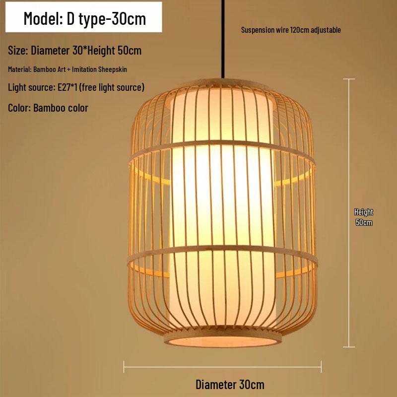 Retro Zen Bamboo Weaving Pendant Lamp for Restaurants & Teahouses