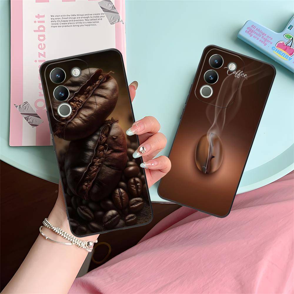 Матовый TPU чехол для мобильного телефона с рисунком кофейных зерен для VIVO Y77 76 75 74 73 72 58 56 55 51 50 38 36 Y19 Y18 Y03 Y01 5G Цветная крышка