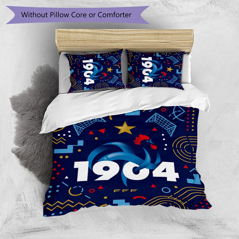 France Football Printed Bedding 3 Piece Set Cozy Breathable Bed Cover Set as Housewarming Holiday Gift