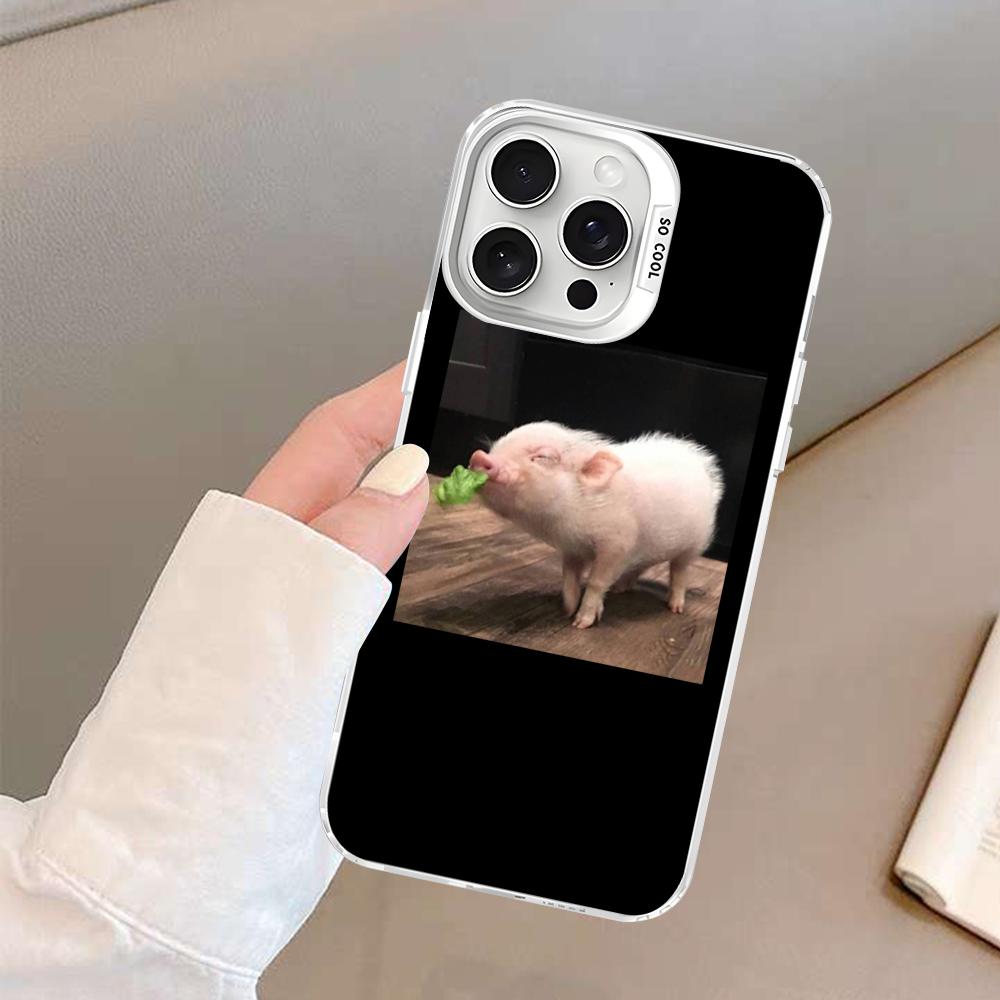 Забавный Мультяшный Свинья Чехол Для Телефона Для IPhone 16 15 14 13 12 11 Pro Max X XR XSMAX 8 7 Plus Матовый Ударопрочный Задний Чехол