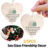 2/5PCS Sea Glass Friendship Decors Keepsake Christmas Pendant Christmas Friends Plaque for Christmas Tree Hanging Ornament