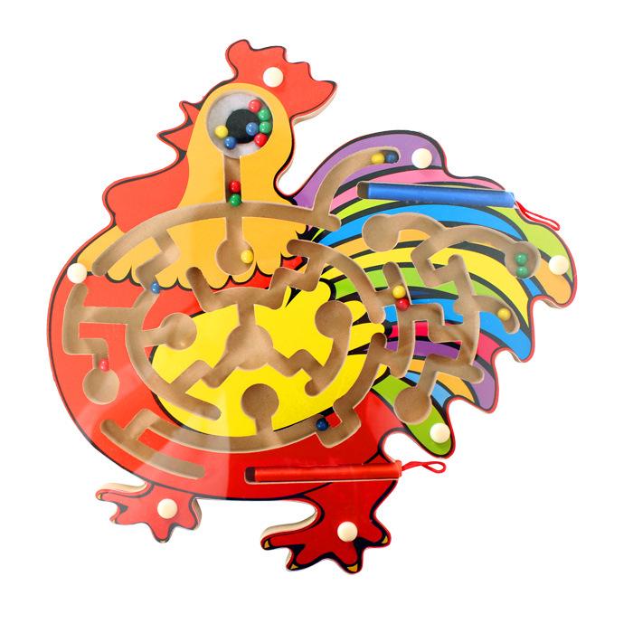 Деревянные игрушки, шариковая катушка, магнитная ручка, лабиринт, трек, развитие детских интеллектуальных игрушек