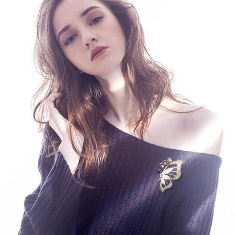 Модная Брошь-Бабочка с Жемчугом Трендовый Кристальный Венок Шарм Металлические Булавки Шелковый Шарф Аксессуары для Одежды для Женщин Ювелирные Изделия Подарок