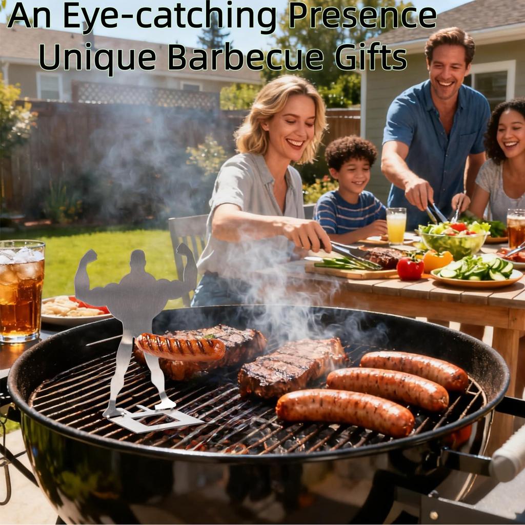 Stainless Steel Sausage Stands Reusable Portable Hot Dog Roasters Muscle Man Sausage Holder for Home Kitchen & Party Gifts