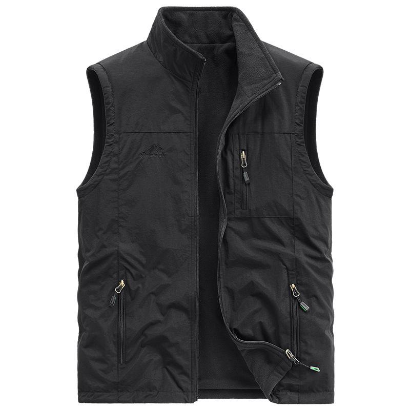 Fleece Thickened Double-sided Vest Men's Winter Warm Vest Outdoor Quick-drying Men's Stand-up Collar Vest
