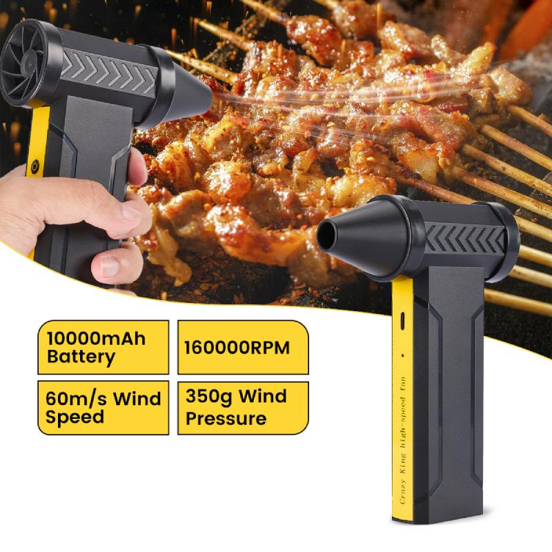 160000 RPM Brushless Turbo Jet Fan Outdoor Wireless Air Blower Wind Speed 60m/s Multifunctional Rechargeable Blower 10000mAh