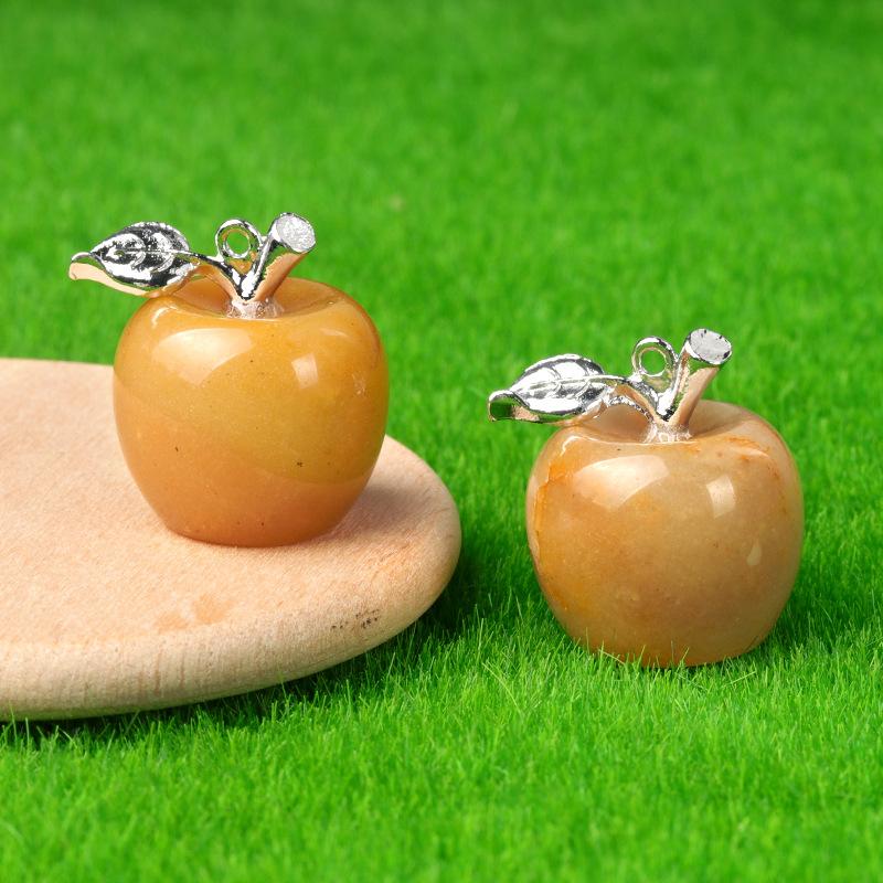 Natural Semi Precious Stone Crystal Mini Apple Pendant for DIY Pendant Thanksgiving Gifts Room Office Decoration Collectibles