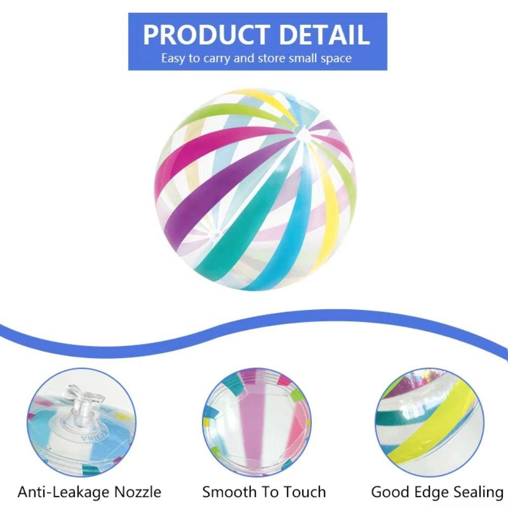 Transparent Stripe Inflatable Beach Balls Outdoor Beach Inflatable Toys PVC Pool Toy Summer Decor