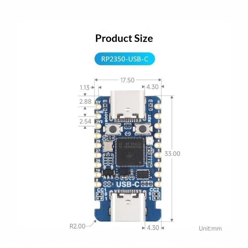 RP2350 USB-C Плата разработки 1 шт. Высокопроизводительный модуль с открытым исходным кодом для Raspberry Pi Pico2 DIY Электронные проекты по программированию
