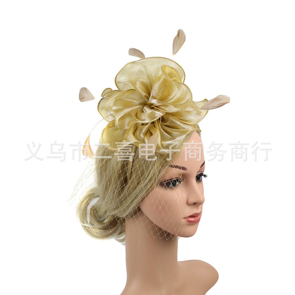 European and American Eugen yarn headgear Jockey Club mesh hair accessories bridal ball top hat headband hairpin dual-purpose style