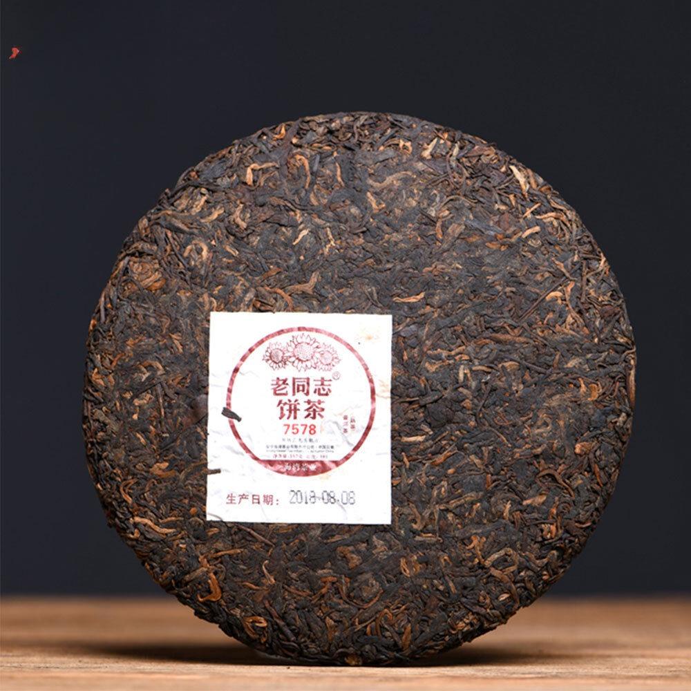 Haiwan Tea 2018 Китайский чай пуэр 7578 Партия 181 Зрелый пуэр лепешка 357г-