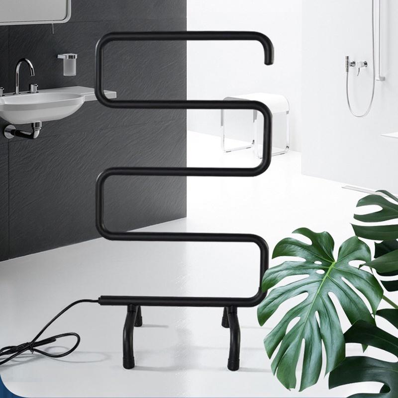 S-образная температура, полотенцесушитель, сушилка для ванной, электрическая нагревательная вешалка для полотенец, напольная подставка, держатель для полотенец, постоянный черный/белый