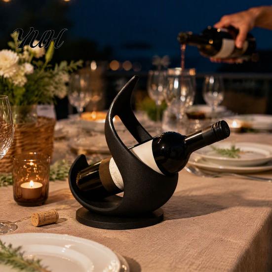 Decorative Wine Organizer 3D Printed Flame Bottle Holder, Modern Sculptural Rack for Holder Home Bar, Tabletop Storage Stand, Creative Gift