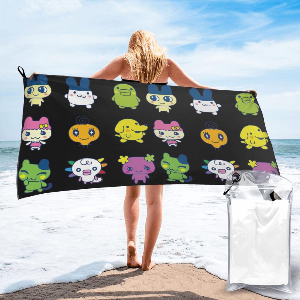 Tamagotchi Set Large Beach Towel Soft Microfiber Quick Dry Absorbent Quick Towels For Bath