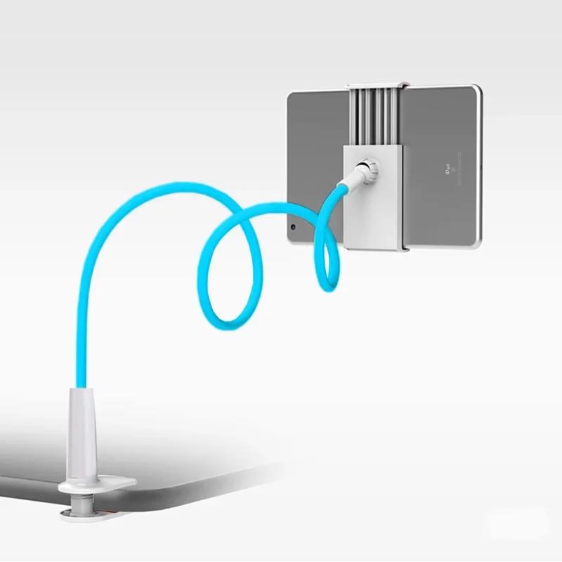 Phone Clip On Stand Holder with Grip Flexible Long Arm Gooseneck Tablet Lazy Bracket Mount Clamp for iPad Pro Support 4-11 Inch