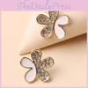 Jewelry Gift For Women Summer Floral Metal Earrings With Sparkling Detail