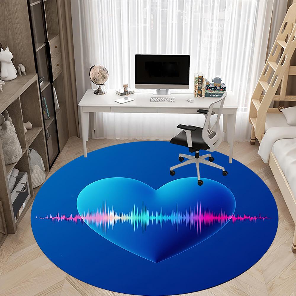 1pc Heartbeat Sound Wave Chair Carpet for Office, Non slip, Soft and Durable Office Rug for Interior Decoration