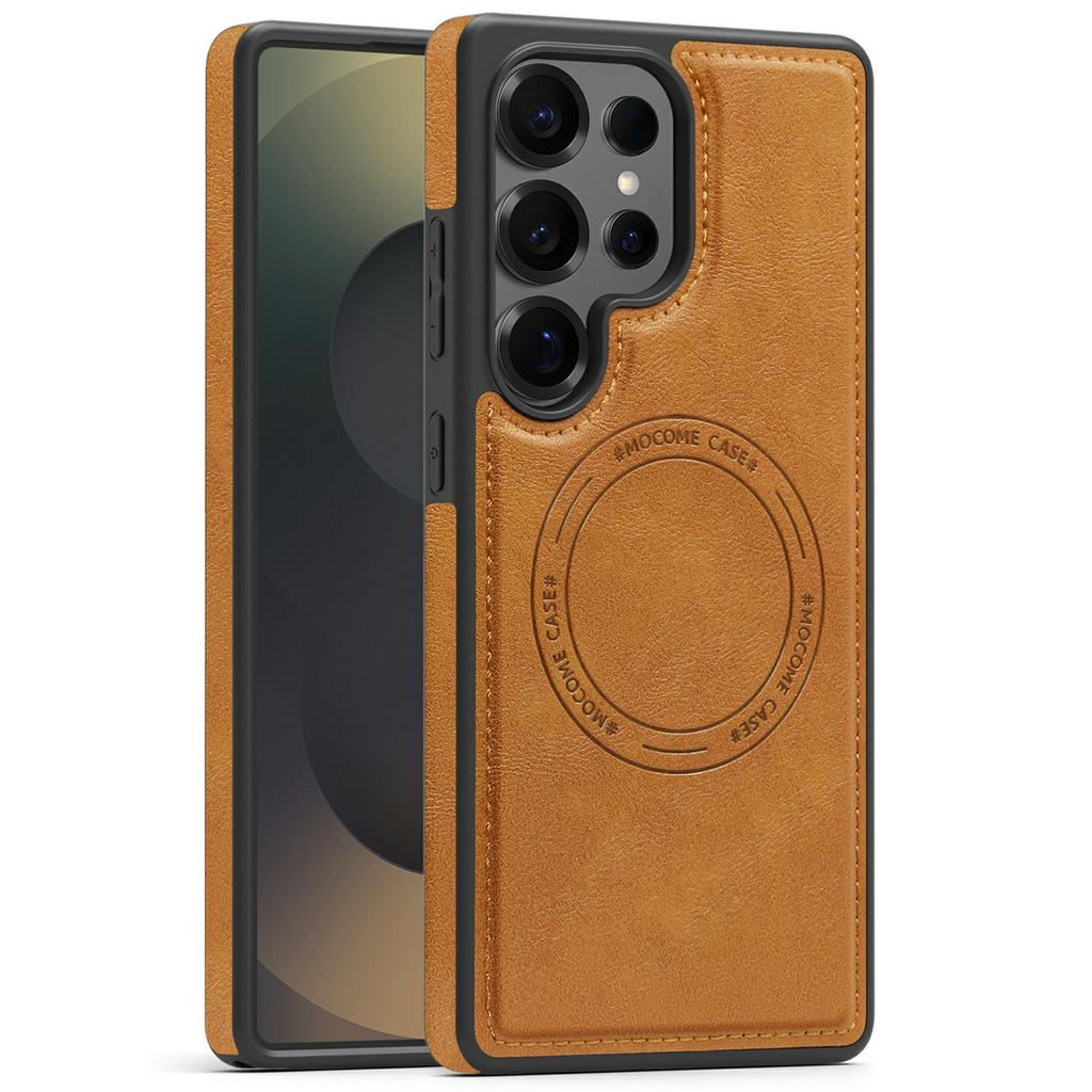 For Samsung Galaxy S25 Ultra Case Compatible with MagSafe Leather Back Phone Cover