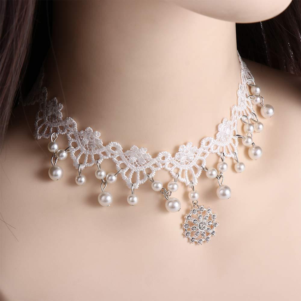 Lady Dangle New Lace Jewelry Flower Gothic Collar Gift White Choker Necklace Beads