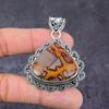 Noreena Jasper Gemstone Handmade 925 Sterling Silver Jewelry Pendant 2.29" W3w56