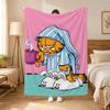 A fat yellow cat cute Garfiel Throw 240g flannel blanket, suitable for sofas, beds, offices,  exquisite gift blankets