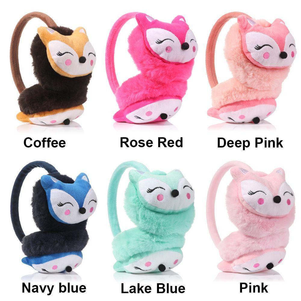 Men Women Adjustable Soft Cartoon Fox Thick Warm Earmuffs Ear Protection Ear Warmers Ear Cover