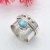 Ювелирные изделия стерлингового серебра кольца 925 прядильщика естественного Ларимар Хандмаде для подарка рождества