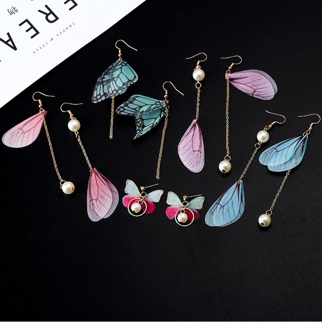 1 пара/пакет, ручная работа, ретро художественный темперамент, нежные и красивые тюлевые серьги с крыльями бабочки, ювелирные аксессуары