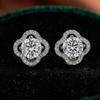 925 Sterling Silver D Color Moissanite  Stud Earrings for Women Flower  Four-leaf Clover Style 1CT Wedding Fine Jewelry Gifts