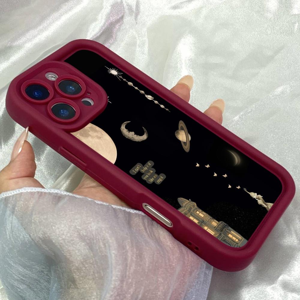 JT194 Милая Мультяшная Луна для iPhone 17 16 15 14 Pro Max Samsung S26 S25 Ultra A17 A16 A07 A56 A06 A55 Xiaomi 15T Redmi 15c 14C Note 13 14 Мягкий Чехол из ТПУ